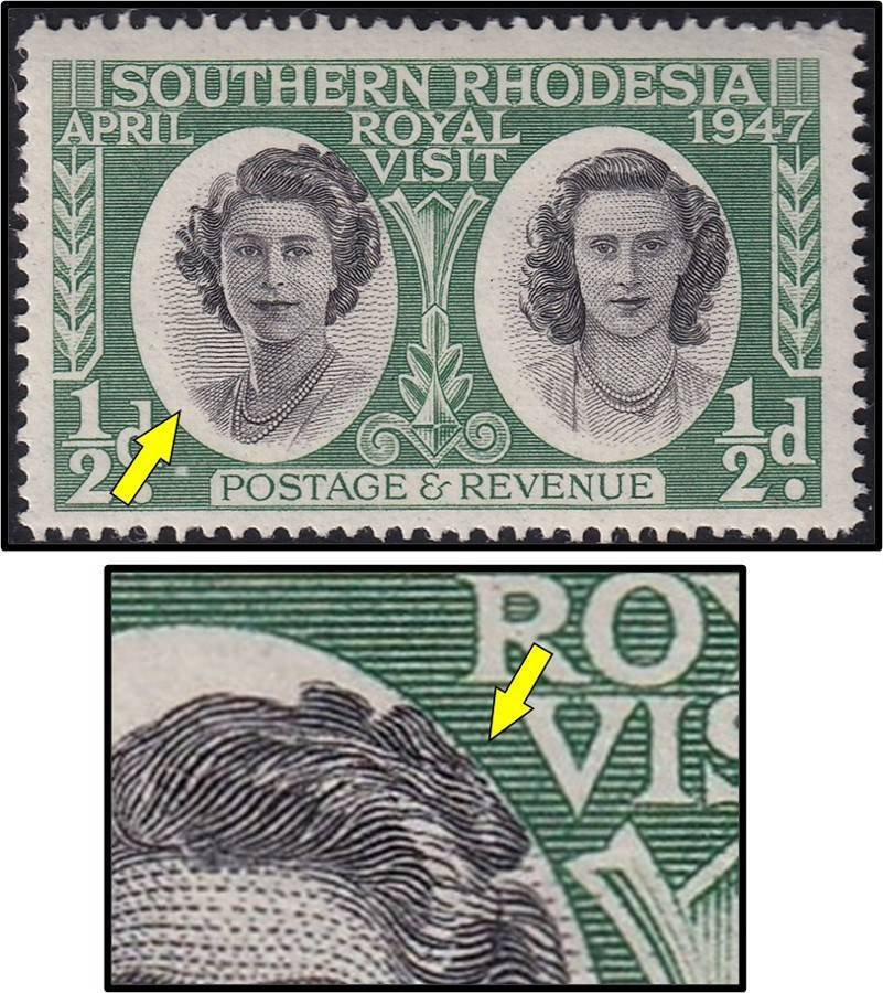 1947 S.Rhodesia ½d UMM(**) Variety - Large Vignette Shift to Top Rignt