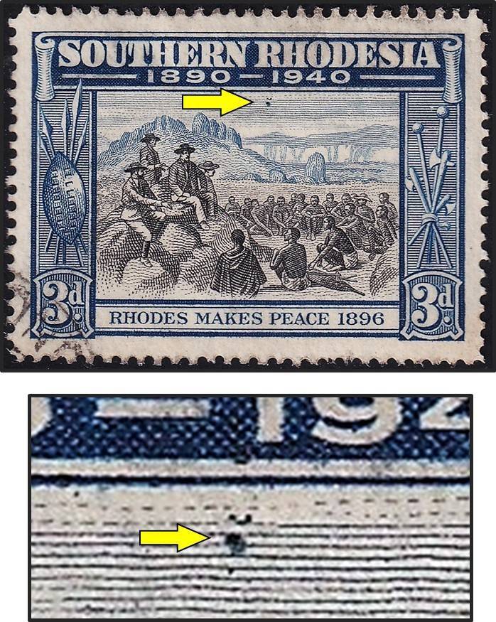 1940 Southern Rhodesia 3d VFU Variety - Blue Blob in Sky  - Scarce as Used!