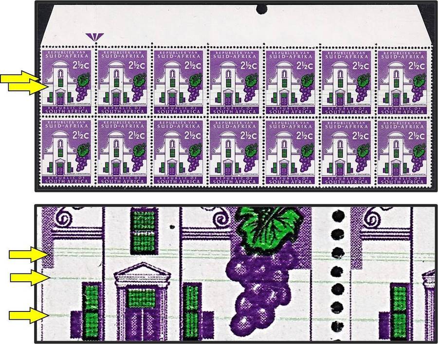 1967 RSA 2½c UMM(**) Variety -  Multiple & Prominent Green DR Blade Flaws
