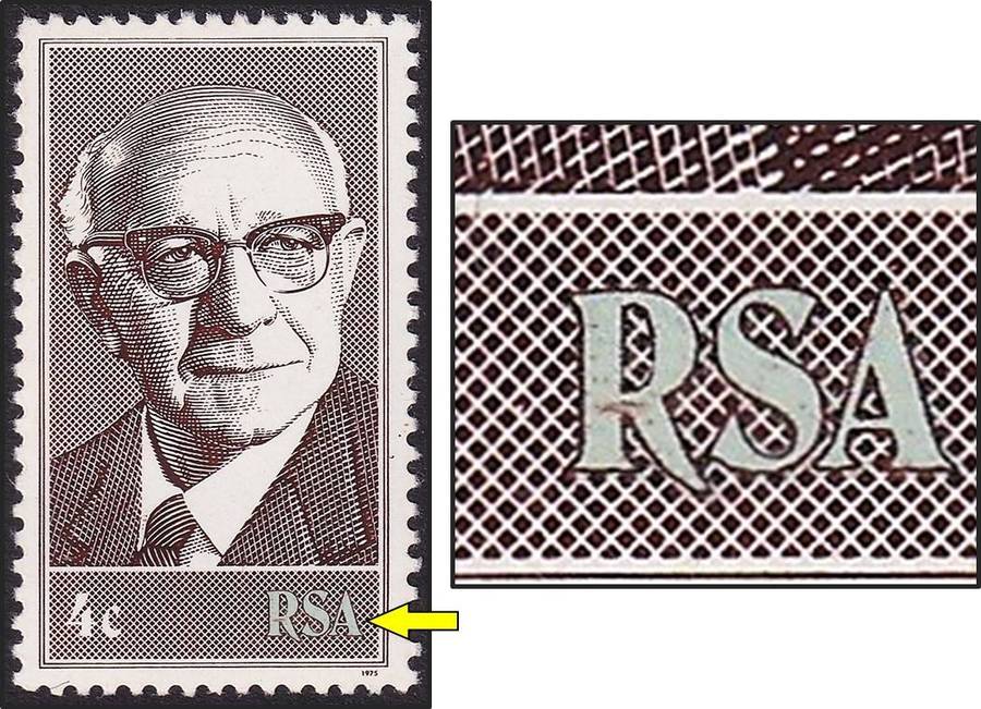 1975 RSA 4c UMM(**) Variety - MISSING GOLD on RSA
