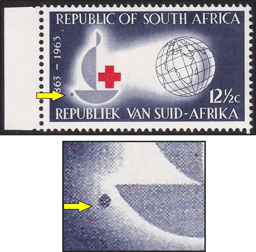 1963 RSA 12½c UMM(**) Variety - Blue Blob to Left of Oil Lamp