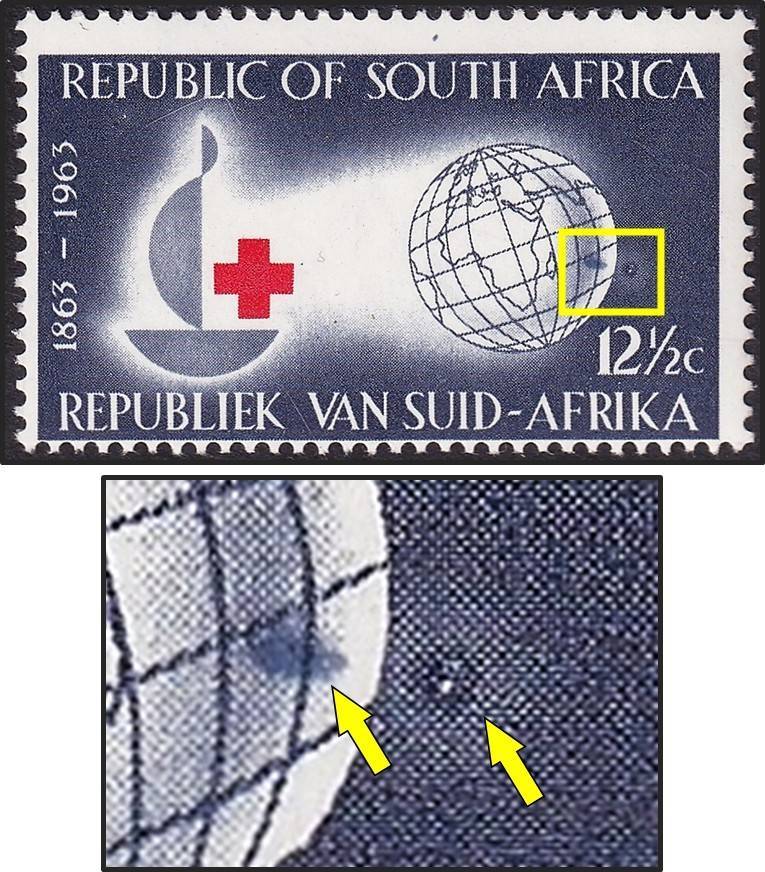 1963 RSA 12½c UMM(**) Variety - "Island Flaw" & "Moon Flaw"