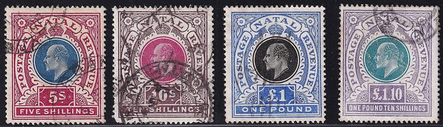 1902/3 Natal KEVII Used to £1.10 VFU (£1 Fiscal Use)  @ Normal CV  R10,700