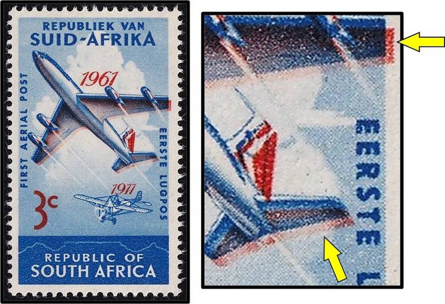 1961 RSA 3c UMM(**) Variety - Large Orange Colour Shift