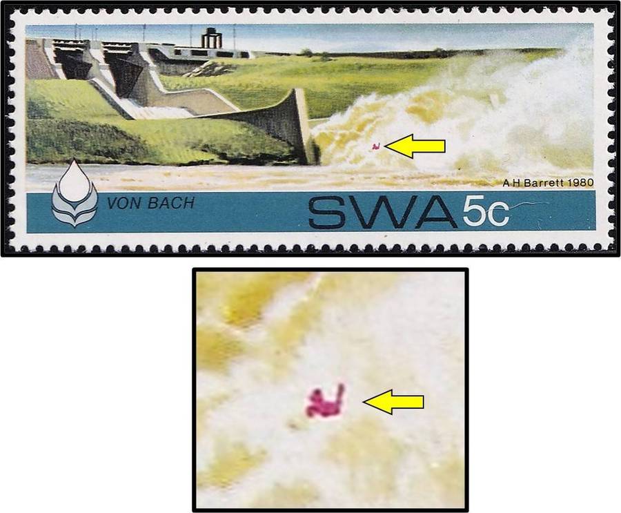 1980 SWA 5c UMM(**) Variety - "Drowning Man" Flaw