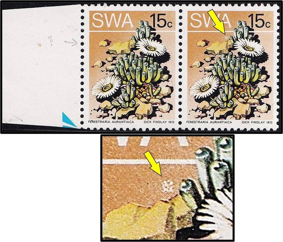 1973 SWA 15c UMM(**) Variety -  White Blob under "A" in SWA