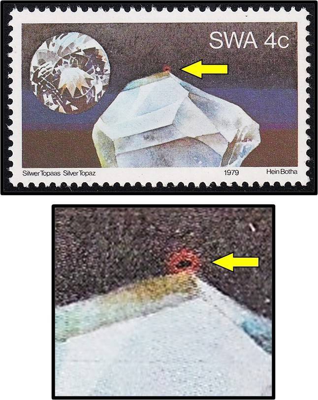 1979 SWA 4c UMM(**) Variety - Red "Ring Flaw" on Topaz