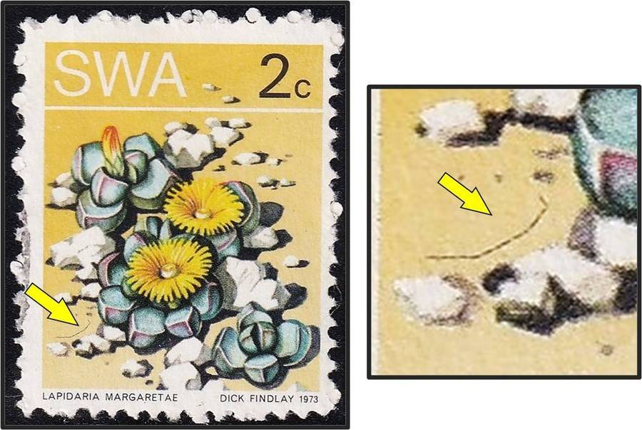 1973 SWA 2c VFU Variety - Black Scratch Bottom Left - Scarce as Used