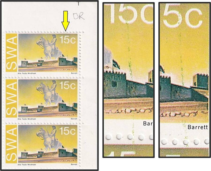 1973 SWA 15c UMM(**) Variety -  Prominent Blue DR Blade Flaws