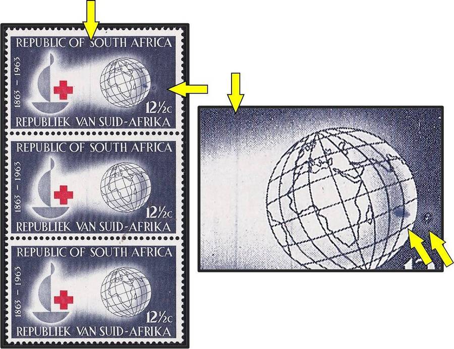 1963 RSA 12½c Red Cross UMM(**) Variety - Large Island, Moon & DR Blade Flaws