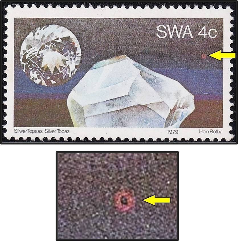 1979 SWA 4c Silver Topaz UMM(**) Variety - "Red Ring Flaw"  - Scarce!