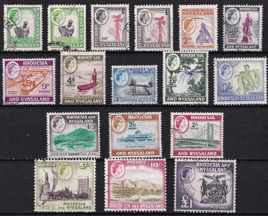 1959 Rhodesia & Nyasaland VFU Set & Coils  @ CV  R1,950