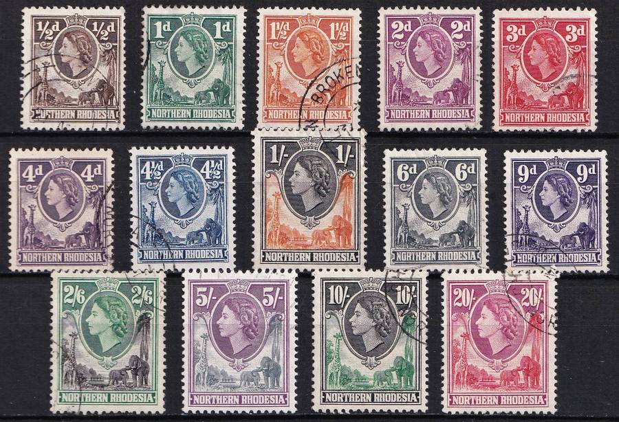 1953 Northern Rhodesia QEII VFU Set  @ CV  R2,441