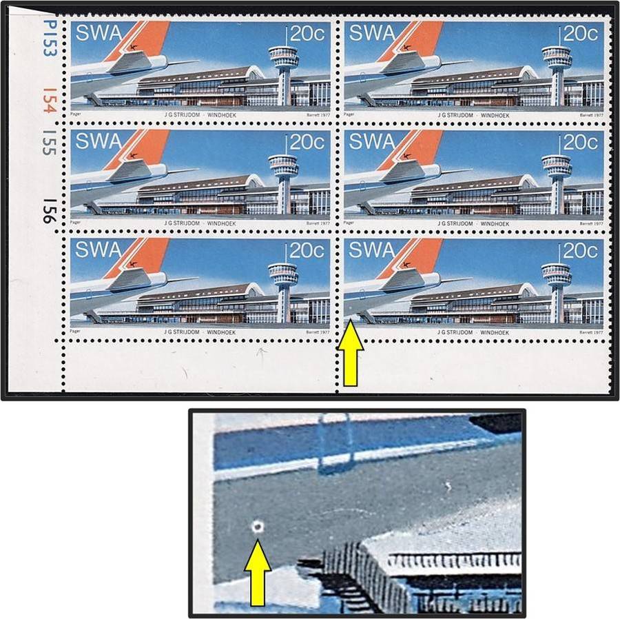 1977 SWA 20c UMM(**) Control Constant Variety - " Ring Flaw" on Bottom of the Plane