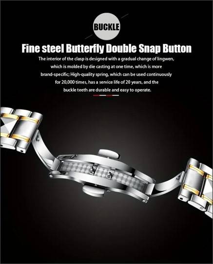 RUIGE Fashion Men's Waterproof Luminous Quartz Watch With Stainless Steel Strap