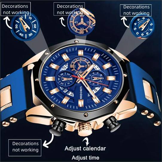 Top Brand LIGE Sports Chronograph Men's Watch, Luxury Luminous Quartz Clock, Large Dial