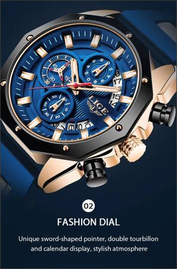 Top Brand LIGE Sports Chronograph Men's Watch, Luxury Luminous Quartz Clock, Large Dial