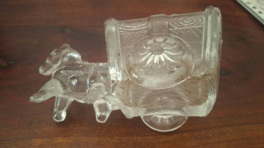 Vintage glass donkey with cart
