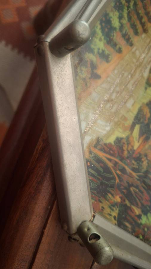 Victorian Era Reverse Painted Foil Art  Serving Tray