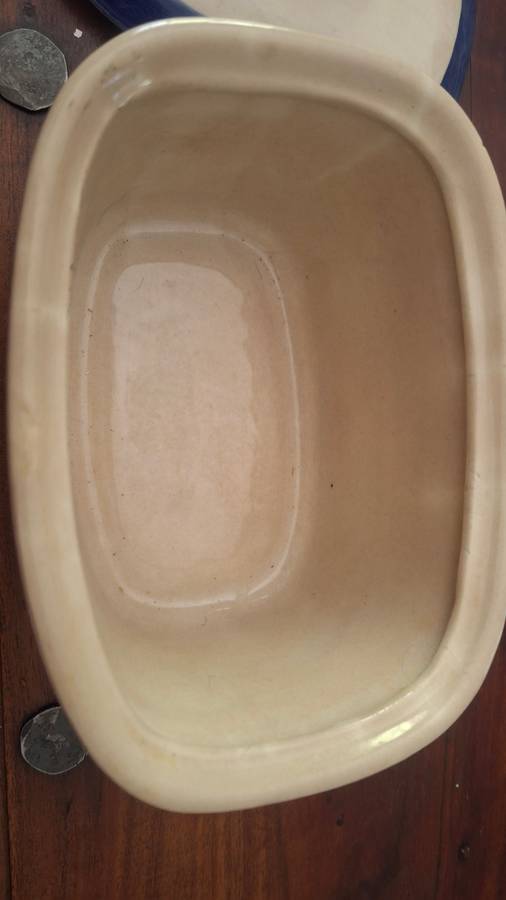 Vintage blue and white butter dish