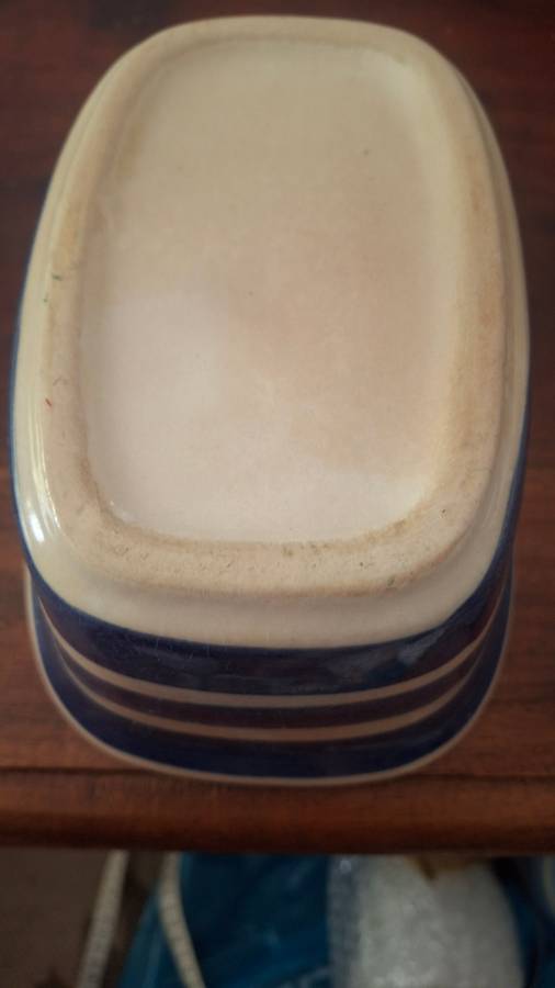 Vintage blue and white butter dish