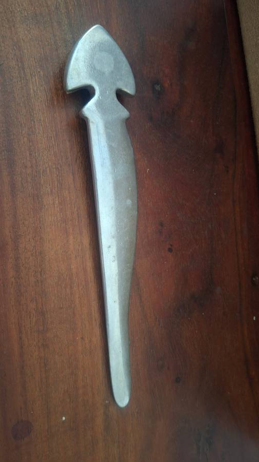 Letter opener with wooden inlay