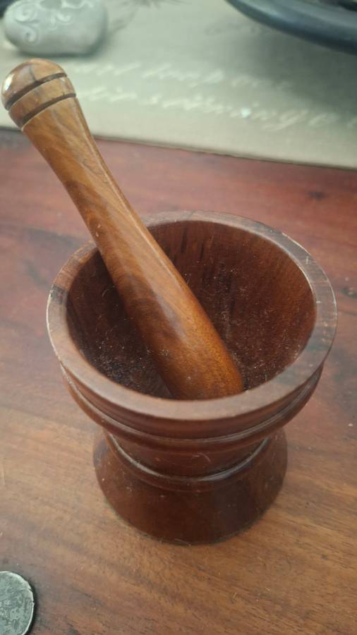 Vintage Wooden Mortar and Pestle