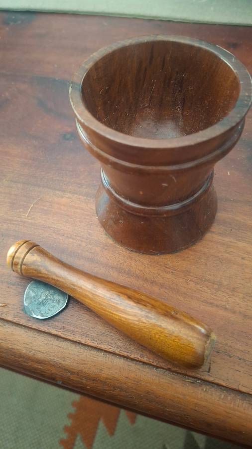 Vintage Wooden Mortar and Pestle