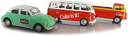 VW Coke Gift Set Beetle, T1 Pickup Samba Bus NEW