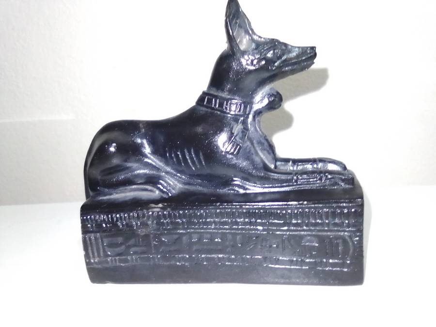 Souvenir Egyptian Deity Anubis Jackal Figurine is made of Basalt Stone, hand Crafted and polished.