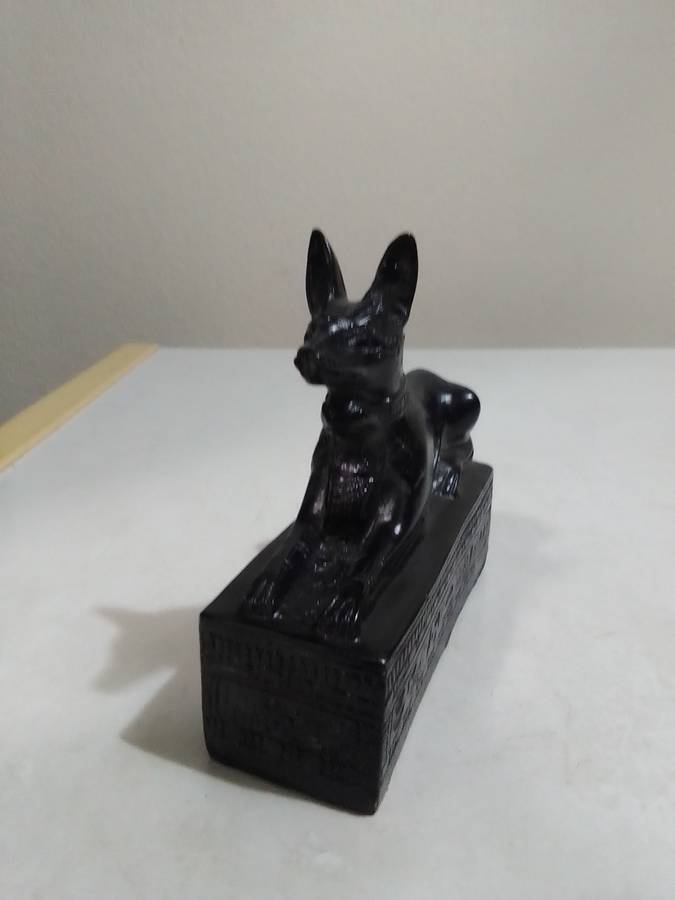 Souvenir Egyptian Deity Anubis Jackal Figurine is made of Basalt Stone, hand Crafted and polished.