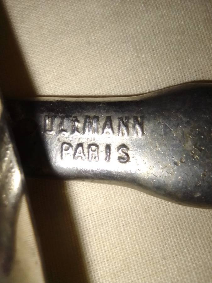 1890-1930 Antique Nickel plated. Wind instrument "UllMann" PARIS. FRENCH METAL CAST OCARINA