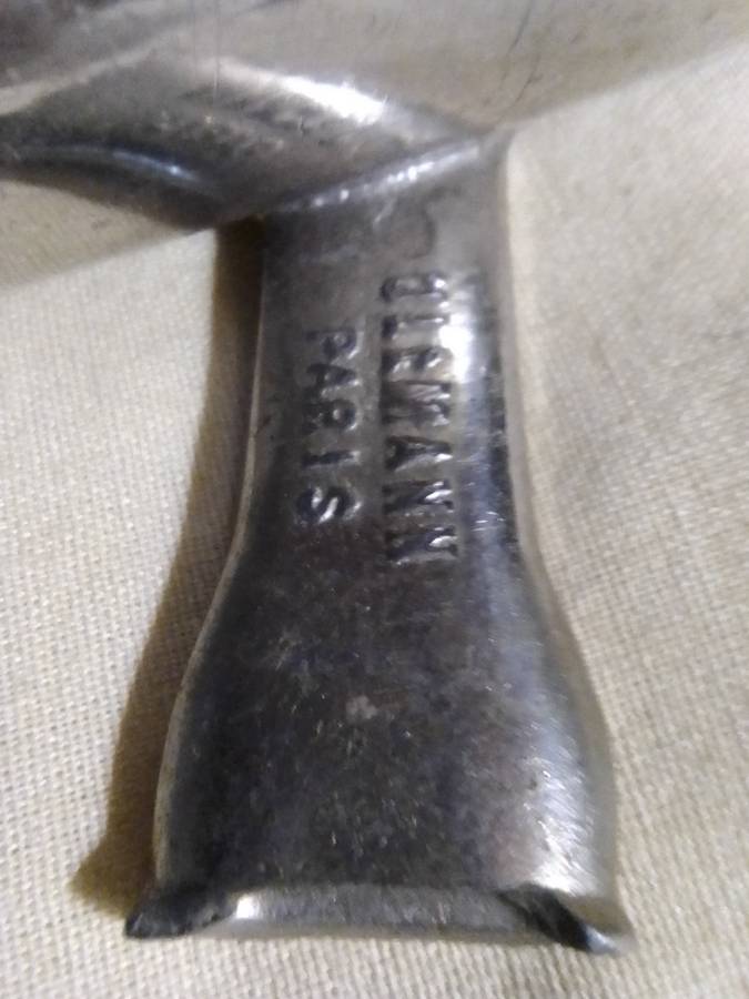 1890-1930 Antique Nickel plated. Wind instrument "UllMann" PARIS. FRENCH METAL CAST OCARINA