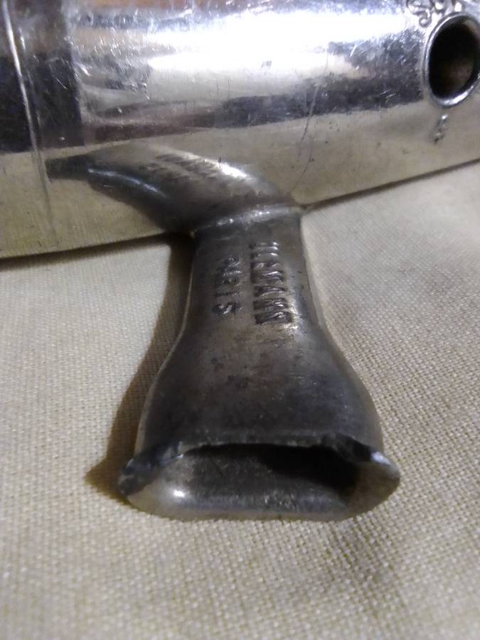1890-1930 Antique Nickel plated. Wind instrument "UllMann" PARIS. FRENCH METAL CAST OCARINA