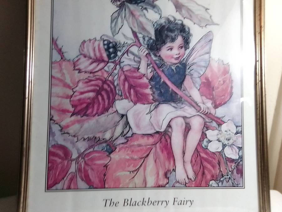 A Very Large wall hanging. The BlackBerry Fairy print under glass framed for the Nursery.