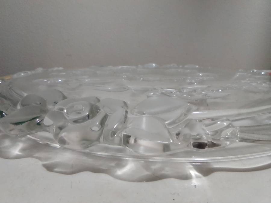 Mikasa Walther Glas Crystal Carmen Cake Plate Glass Floral Large Made In West German + Cake Lifter.
