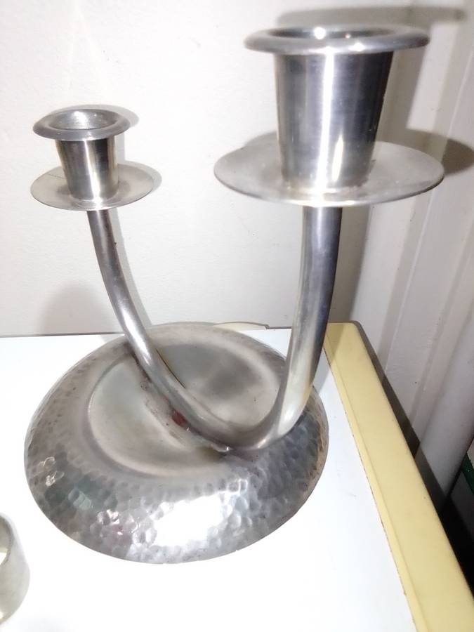 All you need for Dinner table. A1 plate SPC. Candlesticks Marked M.P., Vases, Bowtie Napkin rings.