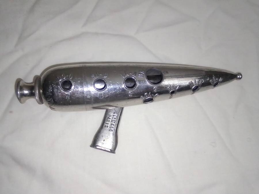 1890-1930 Antique Nickel plated. Wind instrument "UllMann" PARIS. FRENCH METAL CAST OCARINA