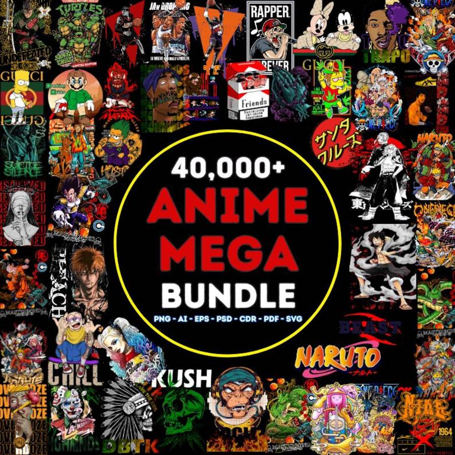 40,000+ Premium Designs: A diverse collection of anime, streetwear, and vector designs.