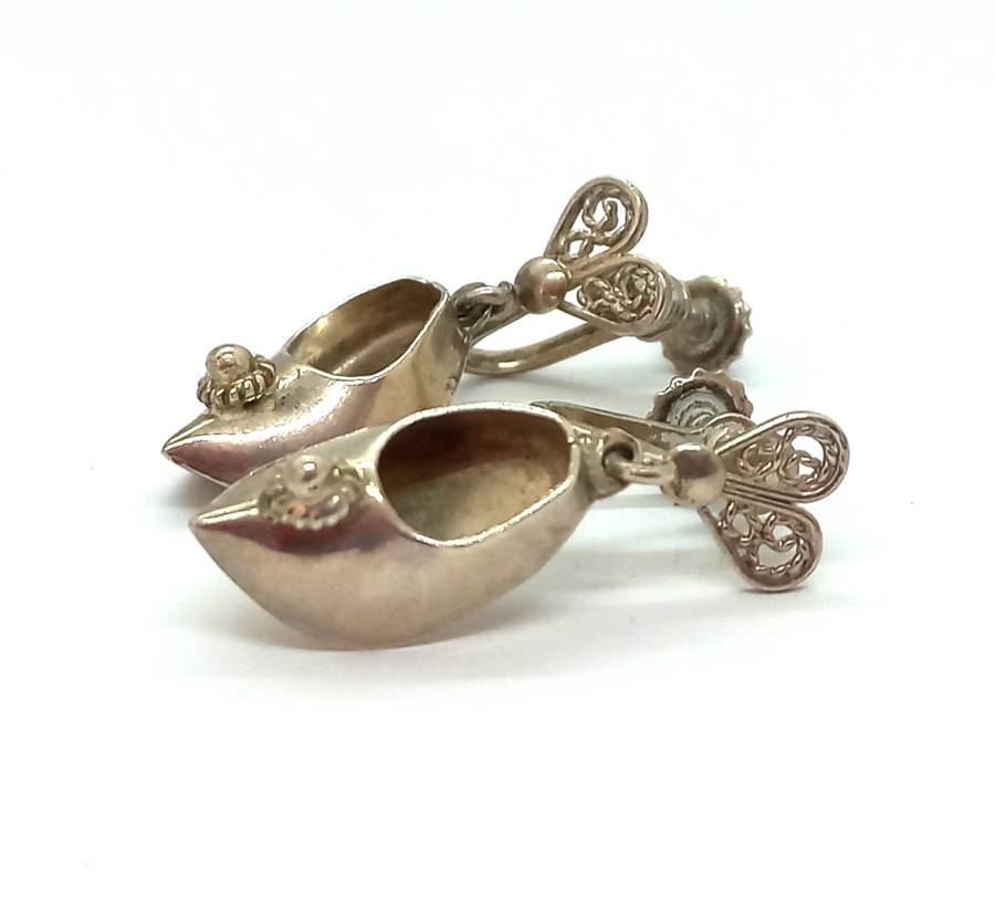 Silver Dutch Shoe Earrings
