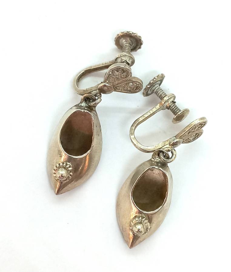 Silver Dutch Shoe Earrings