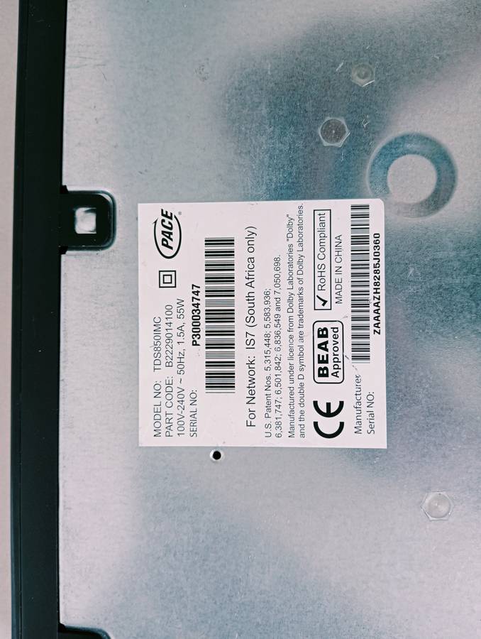 DStv HD PVR decoder Pace DT-PHI9100