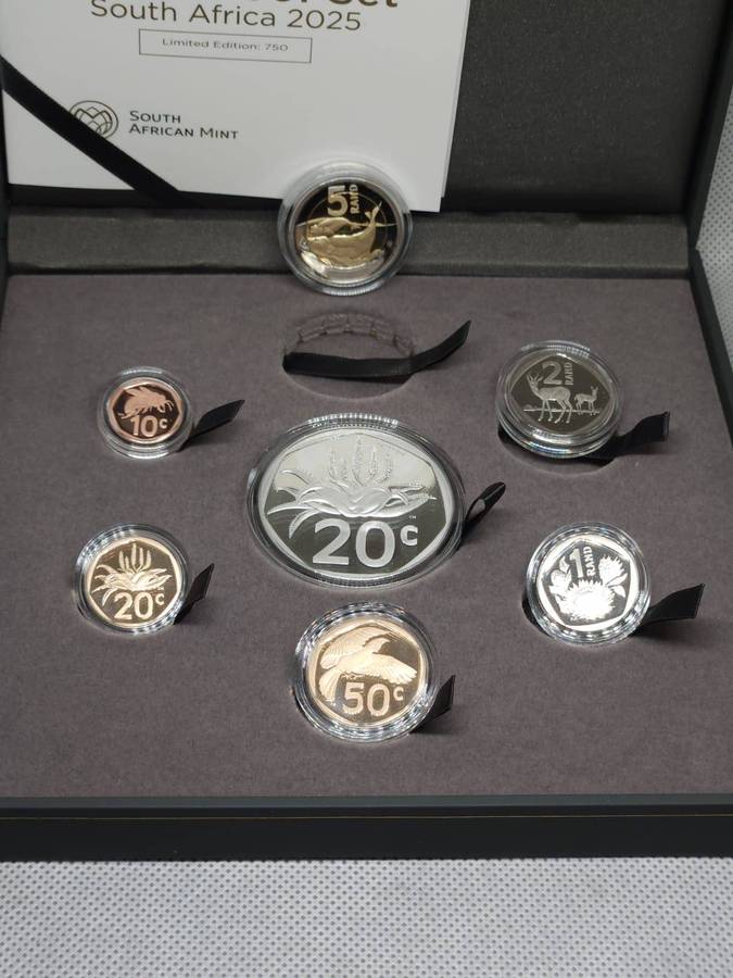2025 SA PROOF SET WITH 1oz SILVER 20c BITTER ALOE -750 SETS MINTED AS ISSUED FROM MINT SEALED