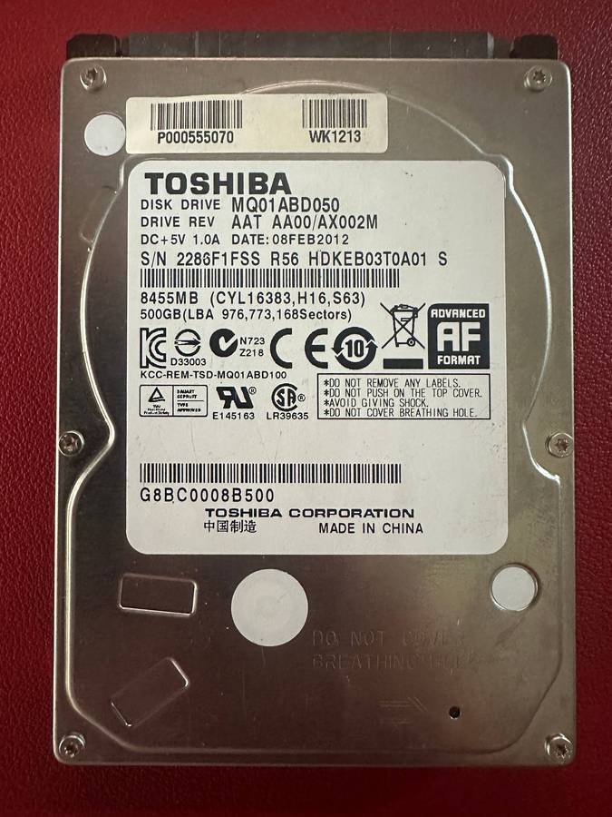 TOSHIBA 2.5" HDD - 500GB
