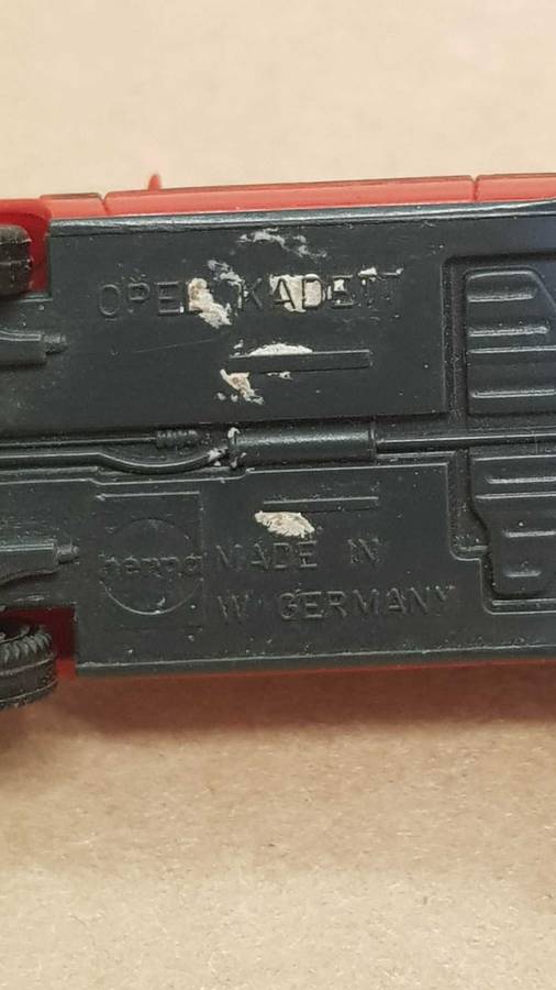 Small model replica of 1986 Opel Kadett Gsi. 45mm as reference.  Made in Germany.  Plastic.