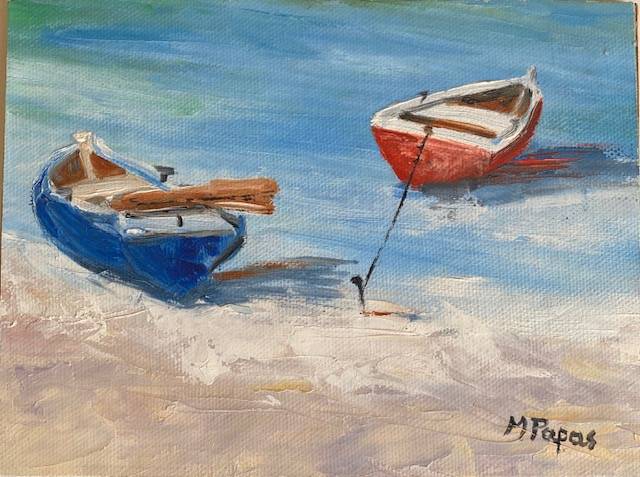 Boats on the Beach, oil painting