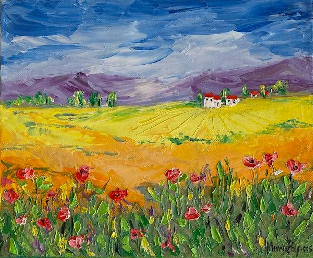 Country Scene, oil painting by artist Mary Papas
