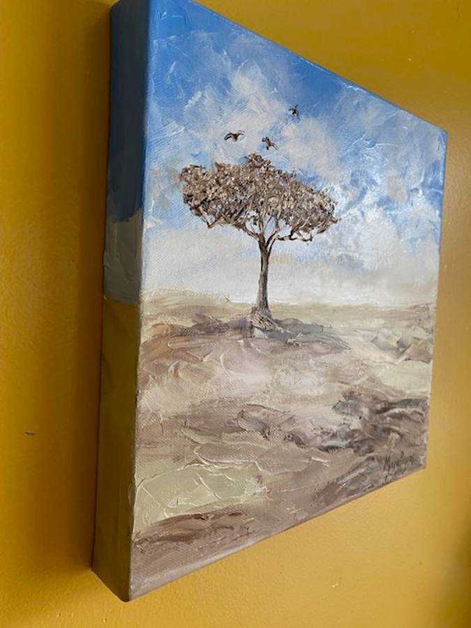 Standing With Birds, Oil Painting