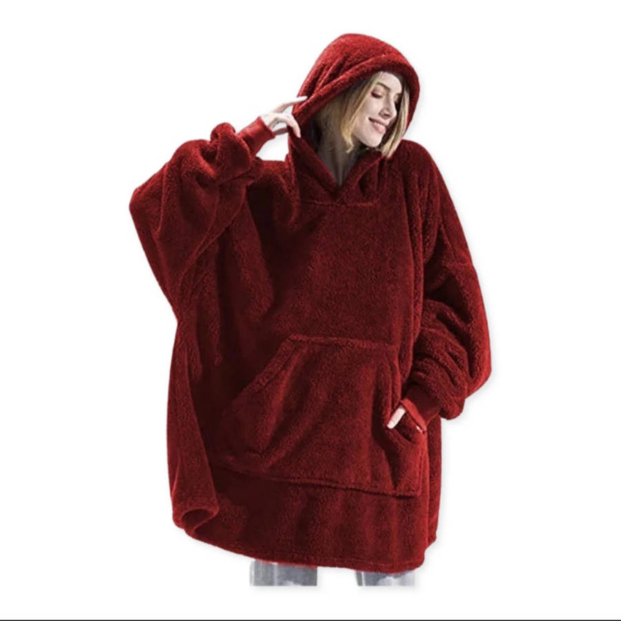 Winter Oversized Fleece Hooded Blanket