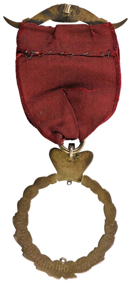 1895 Past primo Royal Antediluvian Order of Buffaloes jewel Engraved "Primo B. L. Harding Nov 16 189